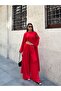 Women's Red Viscose Cardigan Triple Set - 4