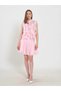 Women's Pink Mini Skirt with Ribbed Waist Detail, Layered, Flared, Summer Style - 2