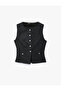Buttoned Slim Fit Crew Neck Sleeveless Cardigan - 5