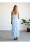Women's Baby Blue Ruffled Lace Detailed Asymmetrical Slit Long Skirt - 7