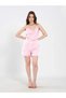 Women's Pink Lace Detailed City Shorts with High Waist and Side Pockets, Short Legs - 2