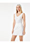 Linen Blend Super Mini Skirt with Beaded Embroidery Detail - 2