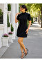 Timeless Elegance - Women's Stone Detailed Heart Backless Mini Crepe Dress. - 4