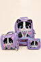 Girl's College School Bag Set 3-Piece Cat Patterned Backpack Lunch Bag Pencil Holder