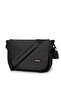 Unisex Messenger Bag Black Shoulder Strap Crossbody Bag Daily School Bag with Large Compartments - 2