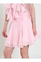 Women's Pink Mini Skirt with Ribbed Waist Detail, Layered, Flared, Summer Style - 6