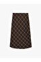 Regular Waist A-Line Slit Plaid Midi Skirt - 6