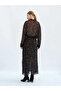 Women's Brown Speckled Patterned Maxi Slit Lined Polyester Skirt - 4