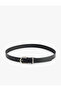 Faux Leather Belt with Stoned Metal Buckle - 2