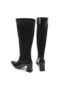 Black Color Suede Leather Garnished Women's Heeled Boots - 5