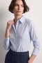 Women's Long Sleeve Shirt with Waist Tie - Blue - 8