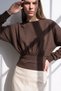 Women's Long Sleeve Sweatshirt with Waist Detail - Bitter Brown