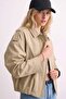 Women's Oversized Jacket with Shoulder Epaulettes - Stone