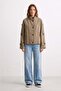 Women's Stand Collar Epaulet Short Jacket - Khaki - 2