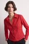 Women's Long Sleeve Shirt with Waist Tie - Red