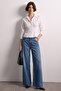 Women's Drawstring Waist Long Sleeve Striped Shirt - White - 3