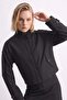 Women's Stand Collar Epaulet Short Jacket - Black - 2