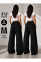 2 Piece Women's Sweatpants Set (Black+Black) Oversize Comfortable Fit Wide Legs - 5