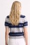 Women's Polo Collar Striped Short Sleeve Knit Sweater - Gray - 4