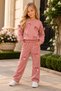 Girl's Bow Detailed Sweatshirt and Sweatpants Dusty Rose Color 2-Piece Set - 2