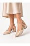 Women's Classic Buckle Pointed Toe Low Thick Heeled Shoes-Beige - 3