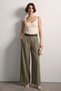 Women's Fabric Trousers with Waist Belt - Olive