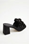 Women's Black Bow Detailed Thick Heeled Slippers 50021014 - 4