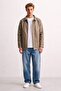 Men's double pocket zippered leather look jacket - mink - 3