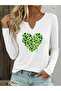 Printed Cotton Half V-Neck Long Sleeve Blouse