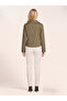 Women's Khaki Faux Leather and Lycra Cotton Fabric Combination Zippered Jacket - 7