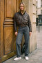 Women's Leather Look Double Pocket Jacket - Bitter Brown - 3