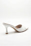 Women's White Patent Leather Open-Toe Thin Heeled Slippers 50021013 - 3