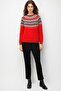 Women's Crew Neck Robe Jacquard Wool Sweater Coral - 3