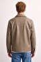 Men's double pocket zippered leather look jacket - mink - 4
