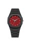 Men's Black Arabic Numerals Watch Red Dial Mate Black Fiber Band | Modern Aura Style Quartz Watch | Arabic Number Wristwatch | Fashion Timepiece
