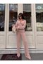 Women's Dusty Rose Waist Tie Detailed Zippered Top and Bottom Set - 2