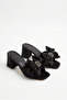 Women's Black Bow Detailed Thick Heeled Slippers 50021014