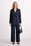 Women's Double Button Blazer Jacket - Navy Blue - 2