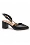 Women's Classic Buckle Pointed Toe Low Thick Heeled Shoes-Black