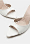 Women's White Patent Leather Open-Toe Thin Heeled Slippers 50021013 - 4