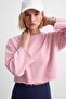Women's Crew Neck Oversize Short Swaetshirt - Powder Pink