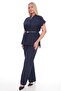 Plus Size Gold Buckle Belted Lace Detailed Thick Fabric Double Set - 2