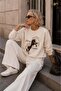 Journey Embroidery - Oversized Cream Sweatshirt with Appliqué Detail - New Season Embellished - 3
