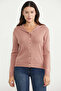 Ribbed Hooded Knit Cardigan - Rose