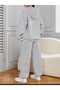 Black/Grey Happiness Printed Bottom Top Hooded Set Oversize Women's Tracksuit Set - 2