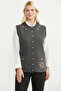 Wool Thick Embroidered Knitwear Vest - Dark Gray