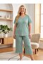 Plus Size Short Sleeve Ultrasoft Lycra Capri Pajama Set
