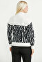 Zebra Patterned Half-Zip Knit Sweater - Bone - 7