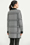 Houndstooth Patterned Long Knit Cardigan - Black - 6