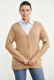 Oversize Buttoned Knitwear Cardigan with Pockets - Camel - 2